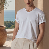 T-Shirt Scollo a V Bianco