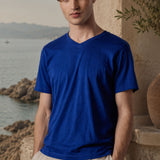 T-Shirt Scollo a V Blu Royal