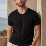Stretch V-Neck T-Shirt Black