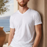 T-Shirt Scollo a V Elasticizzata Bianco