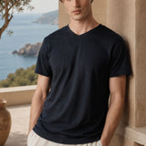 T-Shirt Scollo a V Elasticizzata Blu
