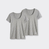 T-Shirt Scollo Profondo Grigio Chiaro Melange - Set da 2