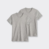 T-Shirt Scollo a V Grigio Chiaro Melange - Set da 2