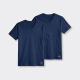 T-Shirt Scollo a V Blu - Set da 2