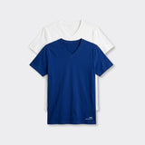 T-Shirt Scollo a V Bianco e Blu Royal - Set da 2