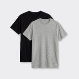 T-Shirt Girocollo Nero e Grigio Chiaro Melange - Set da 2