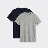 T-Shirt Girocollo Blu e Grigio Chiaro Melange - Set da 2