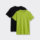 T-Shirt Girocollo Nero e Verde Mela - Set da 2