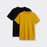 T-Shirt Girocollo Nero e Ocra - Set da 2