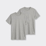 T-Shirt Girocollo Elasticizzata Grigio Chiaro Melange - Set da 2