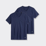 T-Shirt Scollo a V Elasticizzata Blu - Set da 2