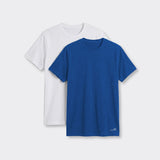 T-Shirt Girocollo Elasticizzata Bianco e Blu Royal - Set da 2