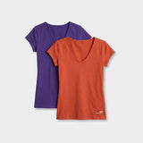 T-Shirt Scollo a V Tomato e Viola - Set da 2