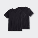 T-Shirt Scollo a V Elasticizzata Nero - Set da 2