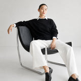 Felpa Girocollo Loose Fit in Interlock Black