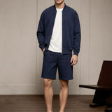 Loose Fit Interlock Shorts in Navy