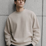Felpa Girocollo Loose Fit in Interlock Beige