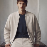 Giubbotto Bomber Loose Fit in Interlock Beige