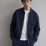 Giubbotto Bomber Loose Fit in Interlock Navy
