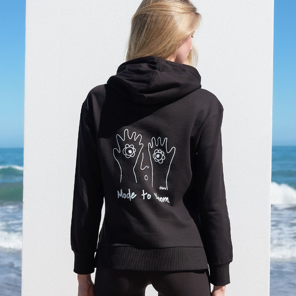 Printed hoodie with side slits