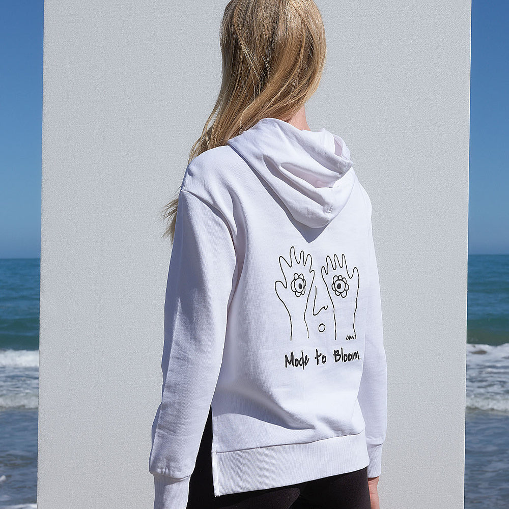 Printed hoodie with side slits