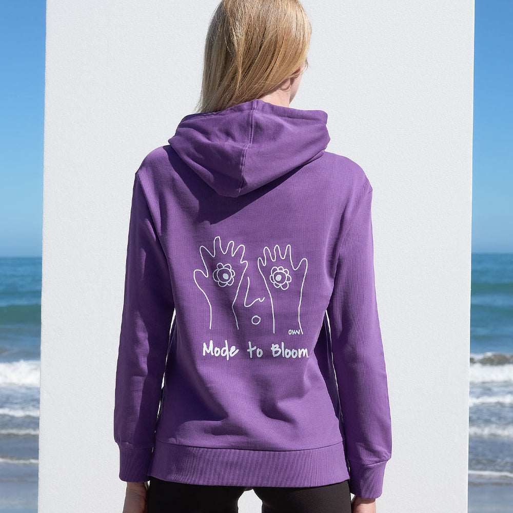 Printed hoodie with side slits