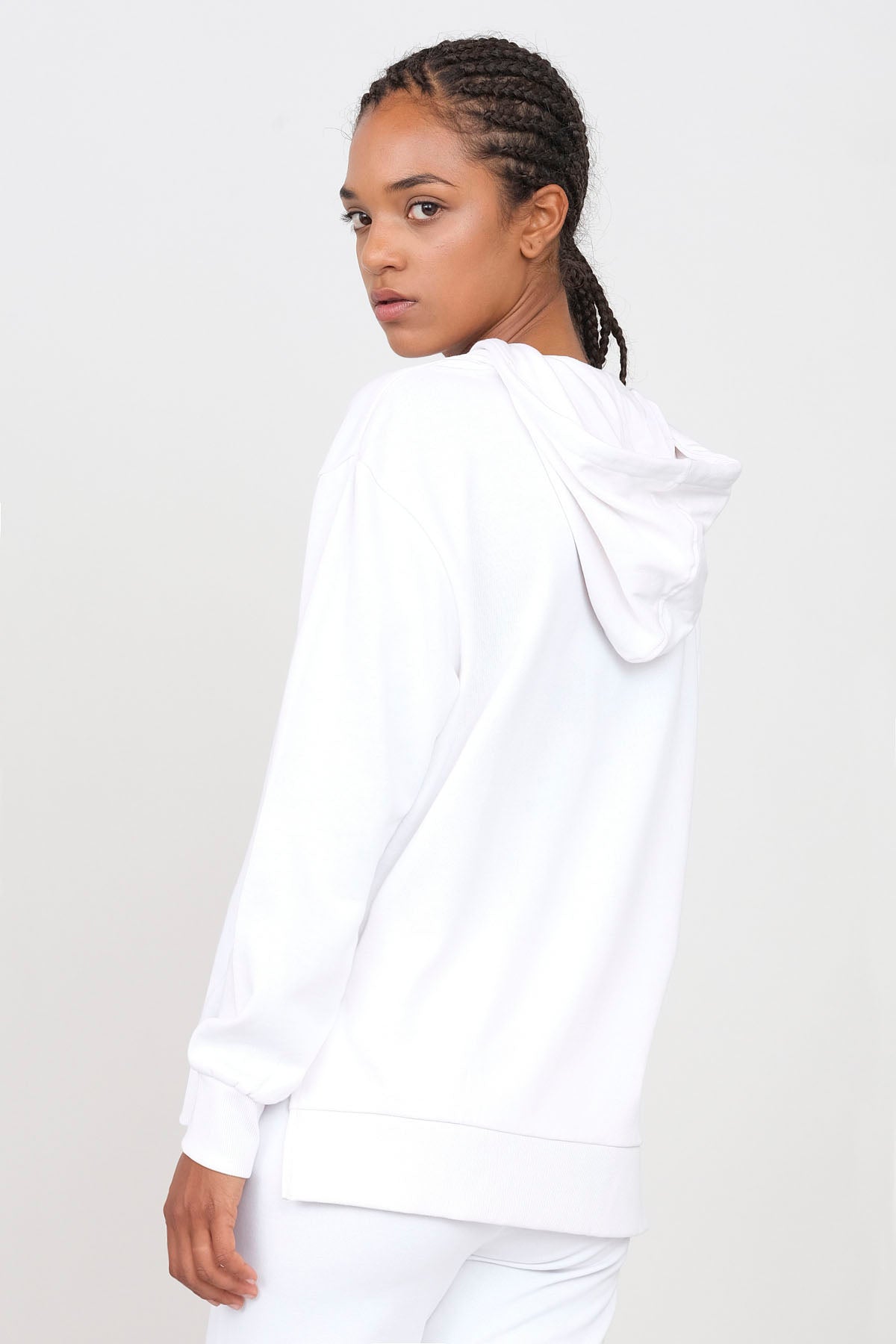 Hooded sweatshirt with side slits