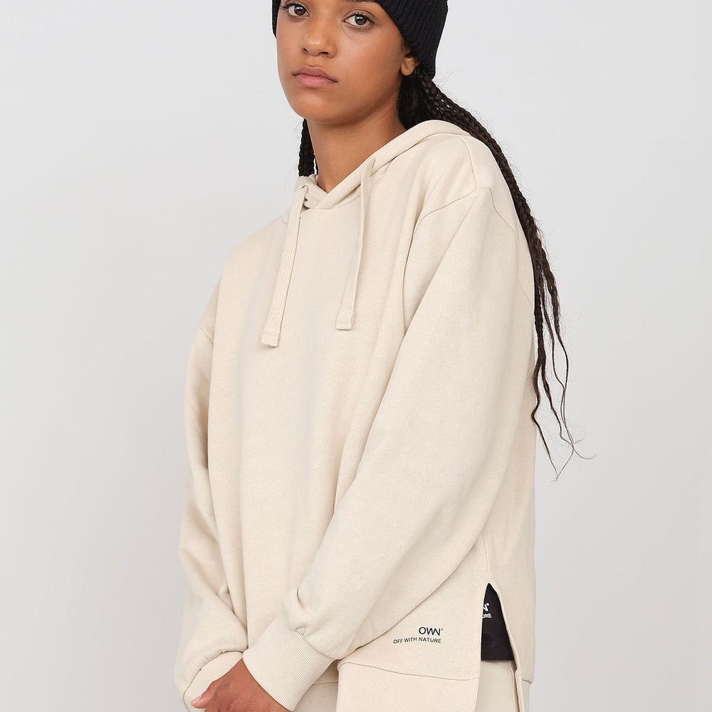 Brushed sweatshirt with hood and side slits