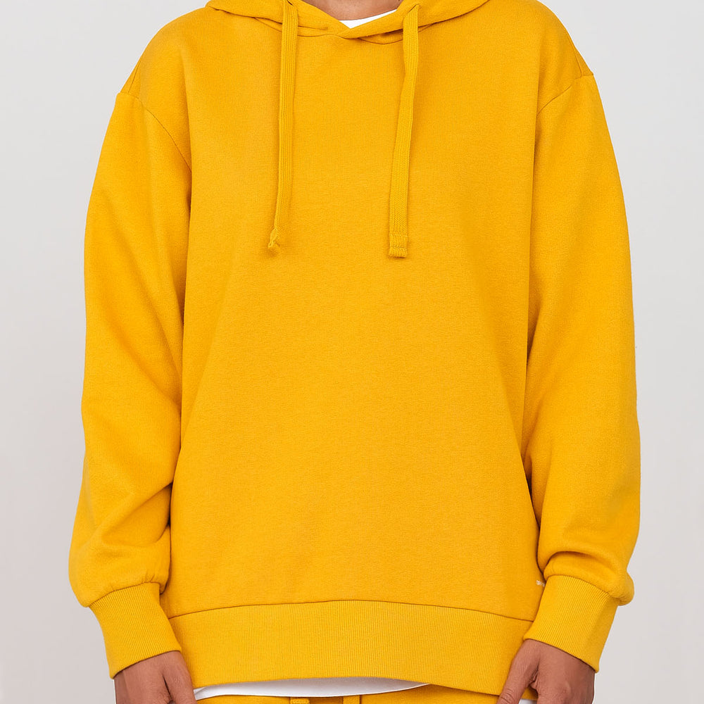 Brushed sweatshirt with hood and side slits