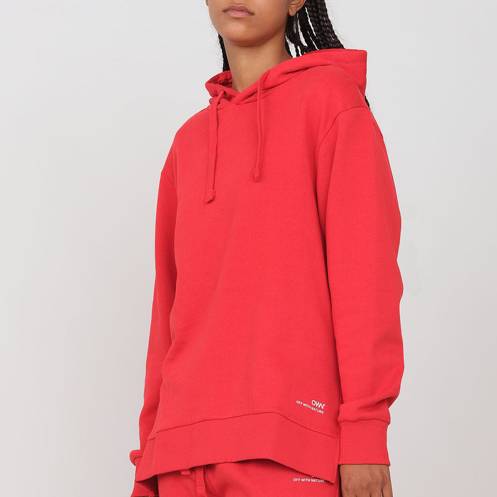 Brushed sweatshirt with hood and side slits