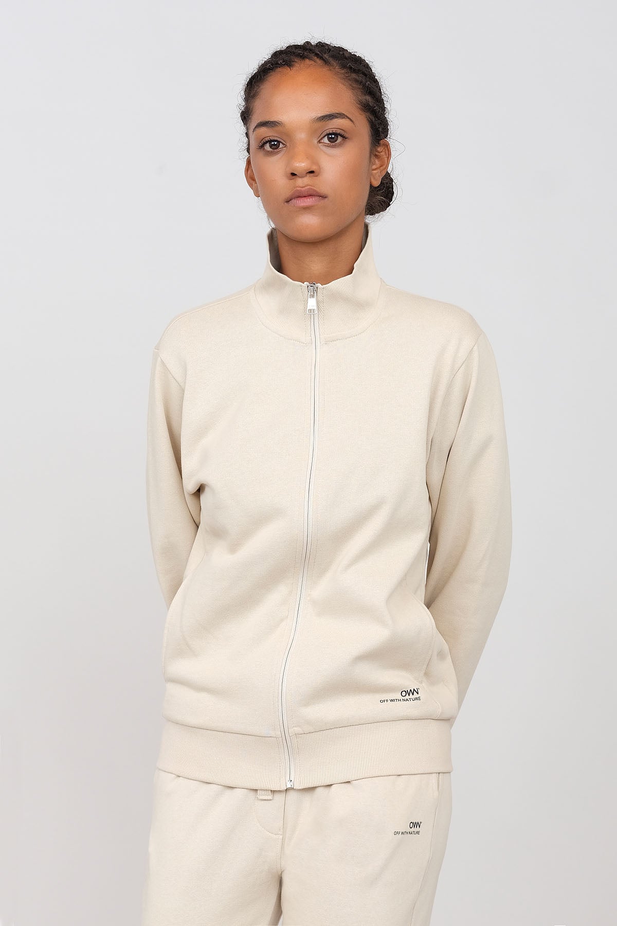 Brushed sweatshirt with zip