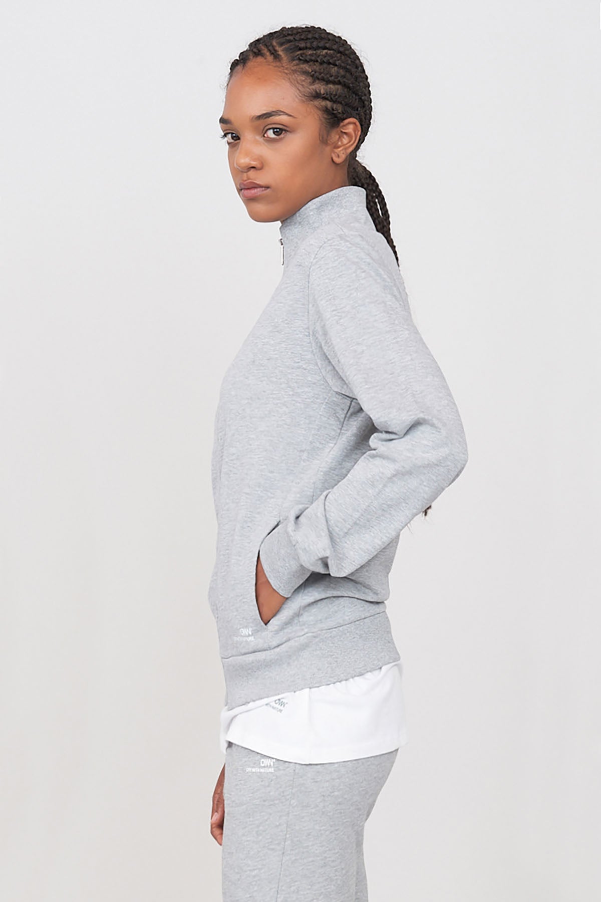 Brushed sweatshirt with zip