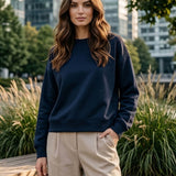 Navy Interlock Loose Fit Crewneck Sweatshirt