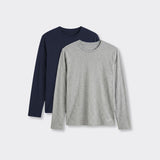 T-Shirt a Manica Lunga Blu e Grigio Chiaro Melange - Set da 2