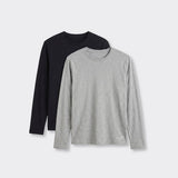 2-Pack Long Sleeve T-Shirts - Black and Light Grey Marl