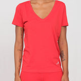 Red Deep V-Neck T-Shirt