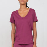 Deep V-Neck Burgundy T-Shirt