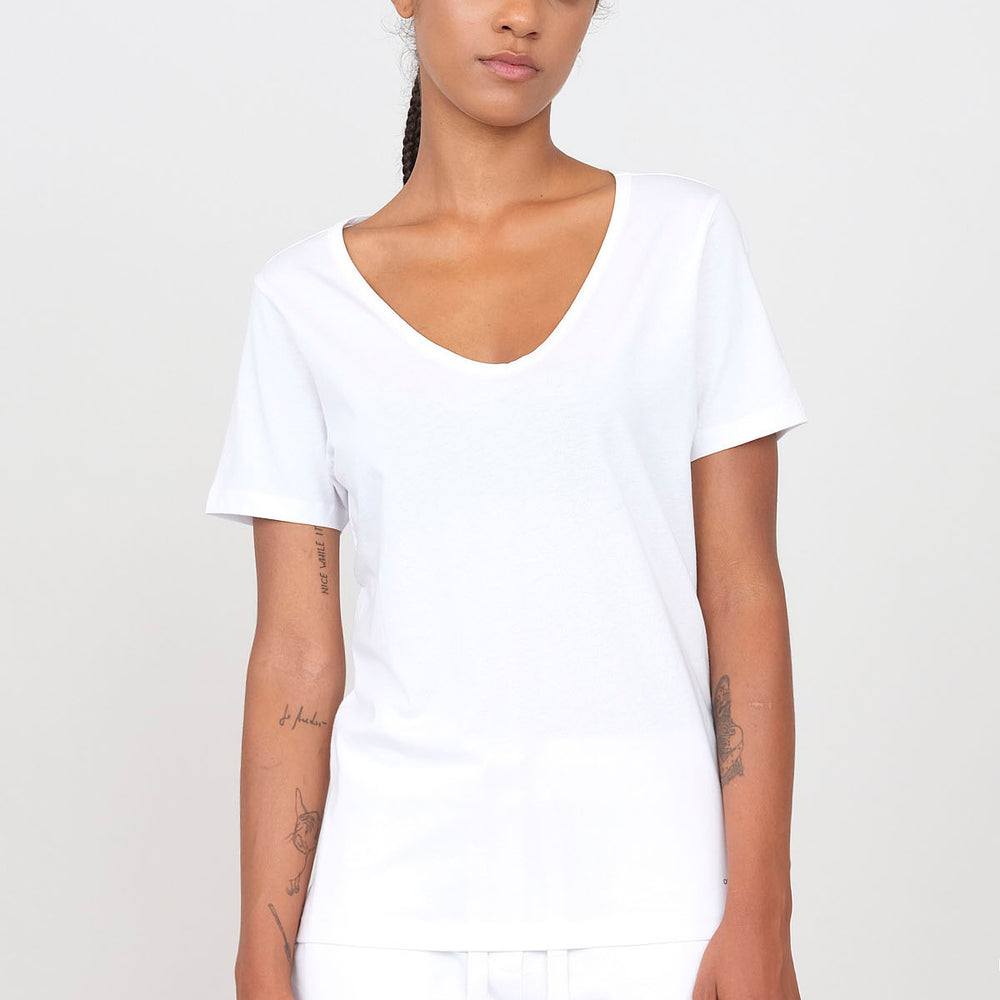 Jersey T-shirt with deep neckline