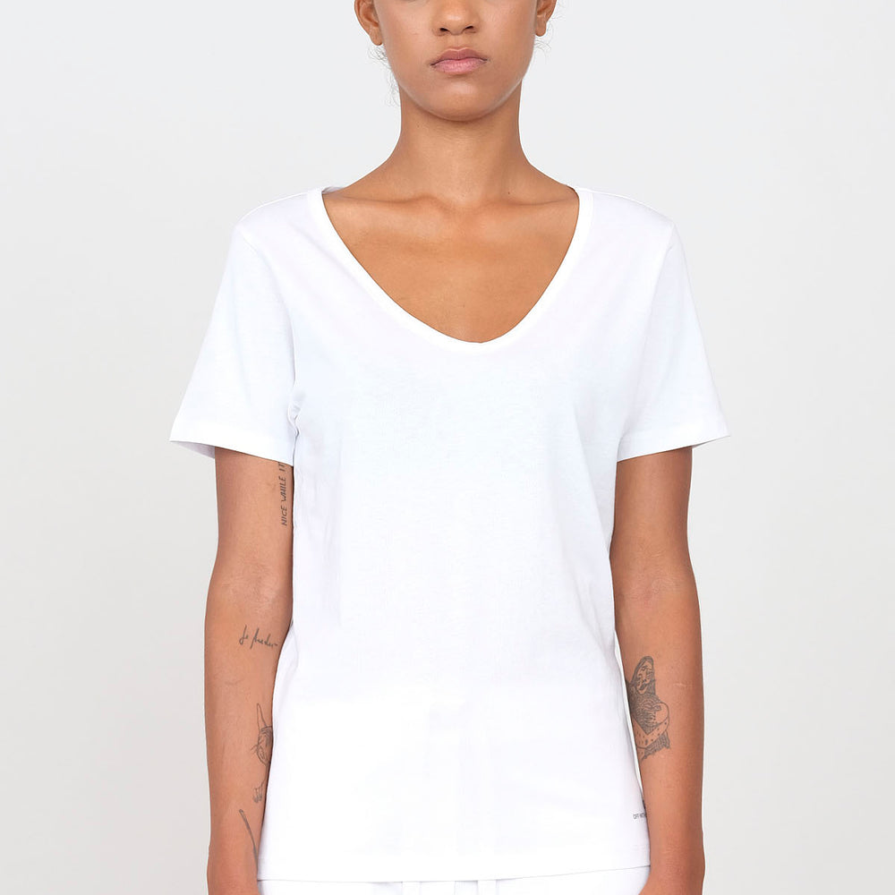 Jersey T-shirt with deep neckline