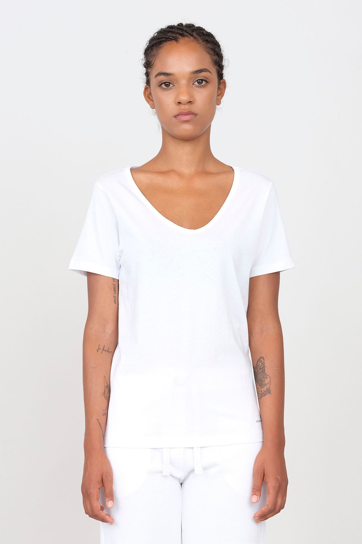 Jersey T-shirt with deep neckline