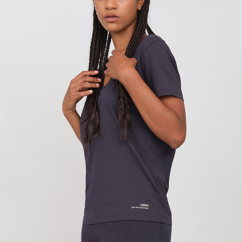 Jersey T-shirt with deep neckline