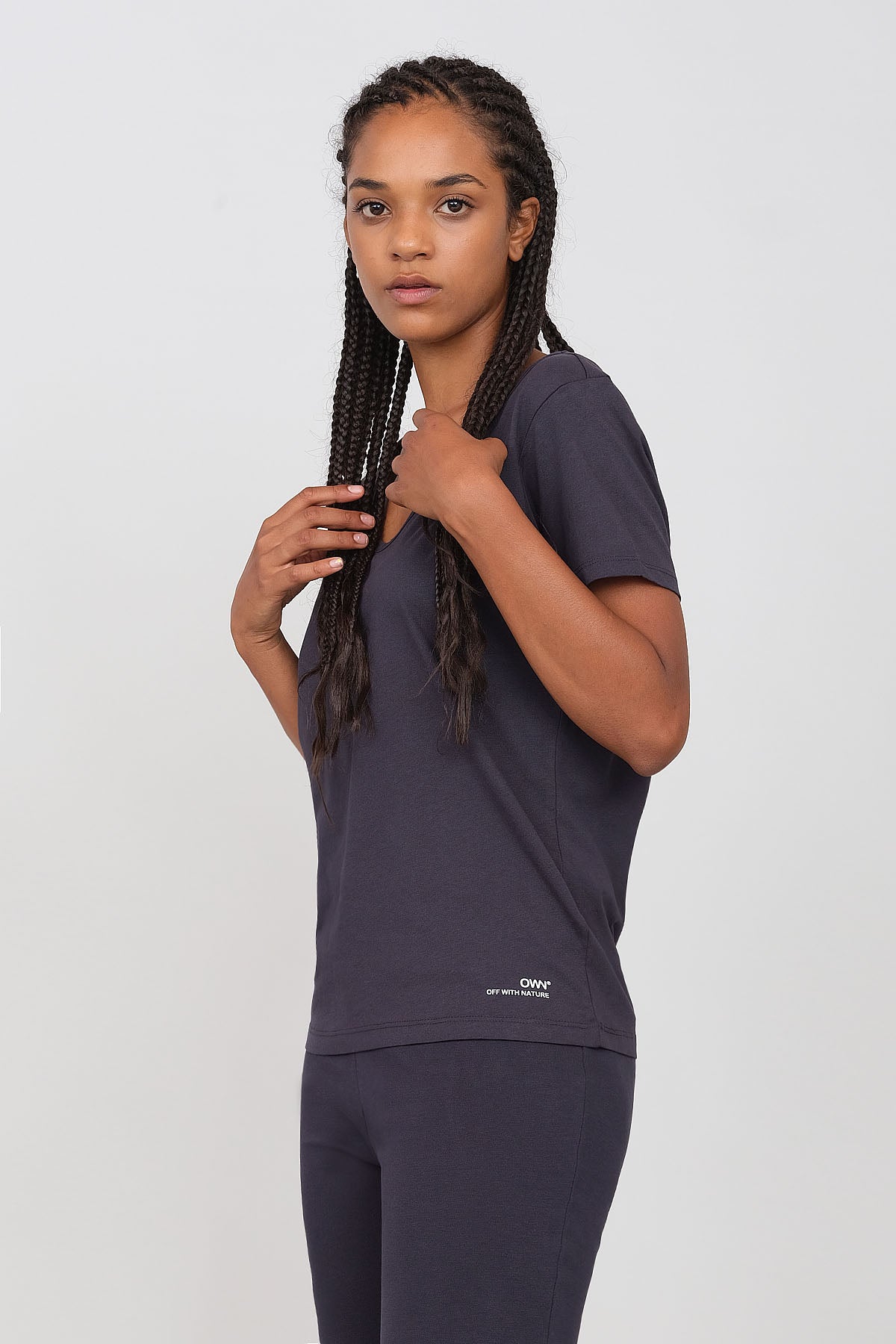 Jersey T-shirt with deep neckline