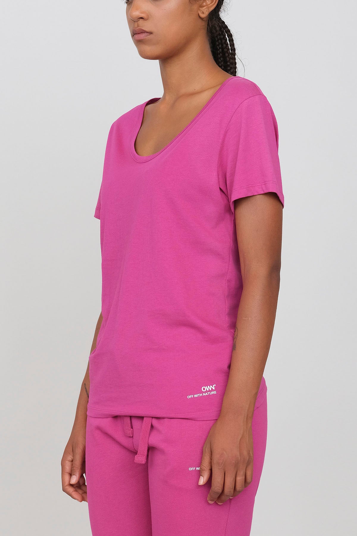 Jersey T-shirt with deep neckline