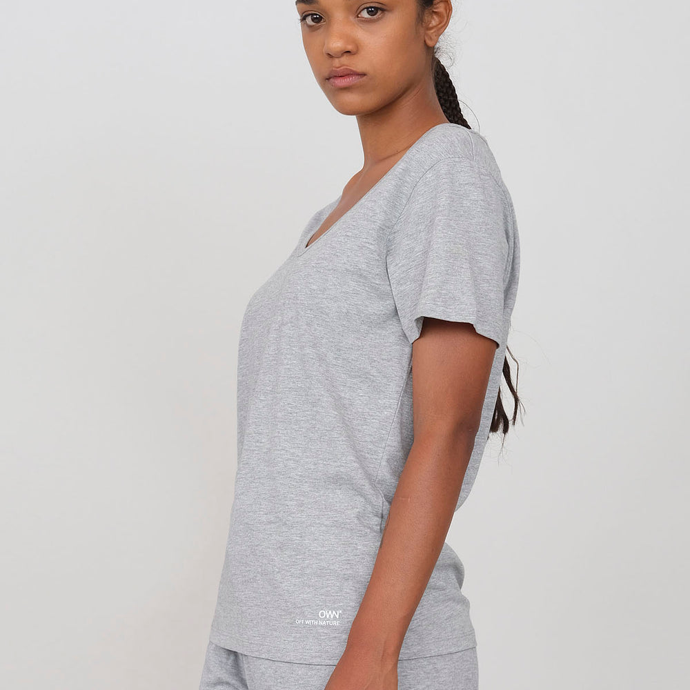 Jersey T-shirt with deep neckline