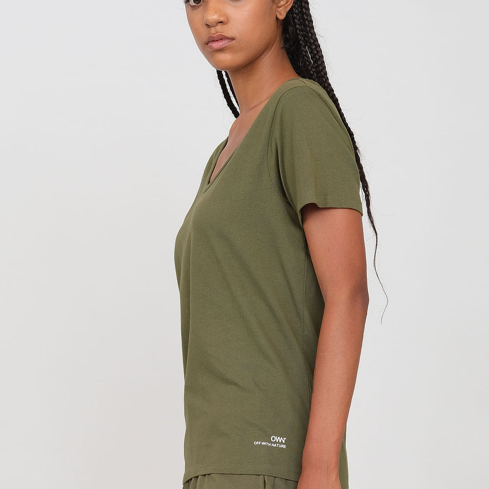 Jersey T-shirt with deep neckline