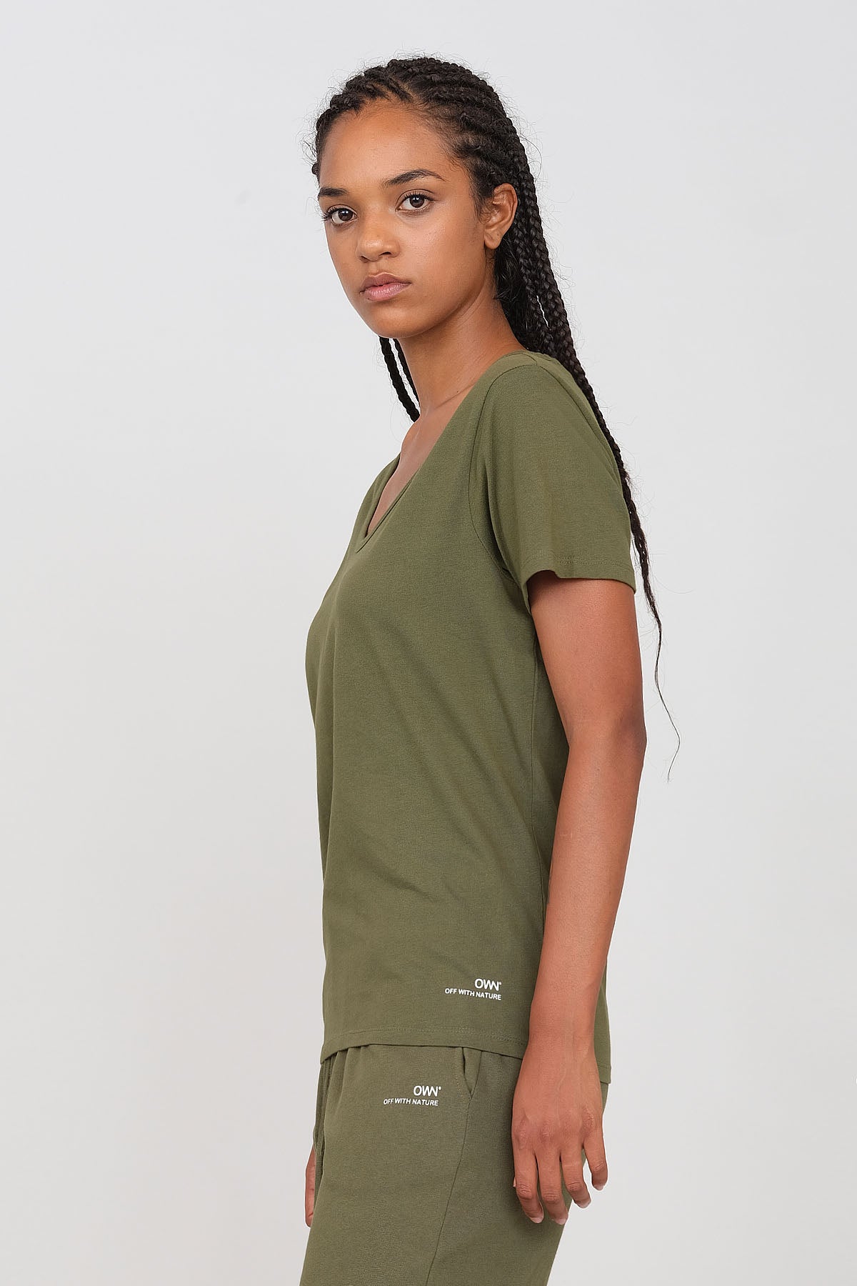 Jersey T-shirt with deep neckline