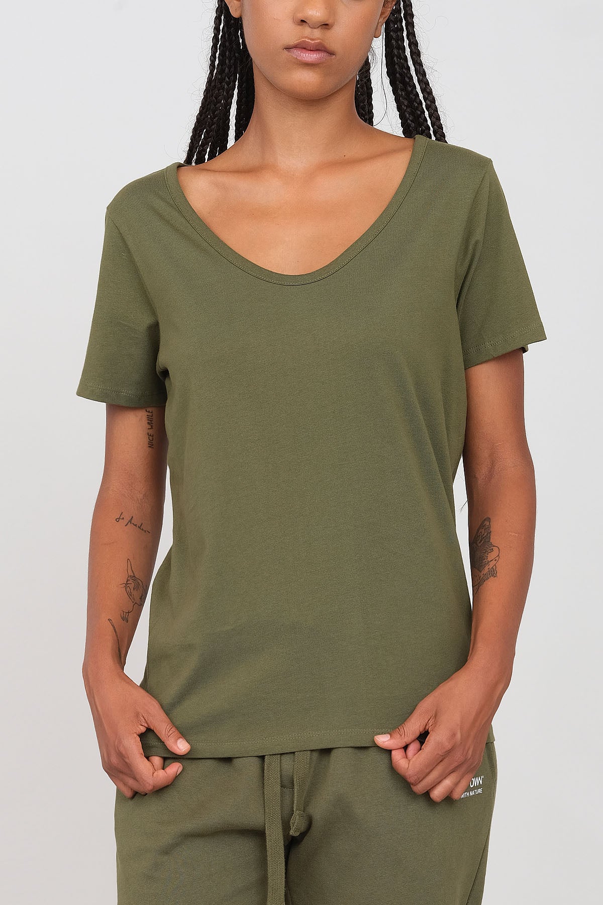 Jersey T-shirt with deep neckline