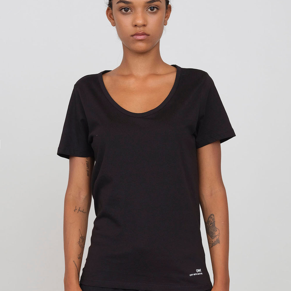 Jersey T-shirt with deep neckline