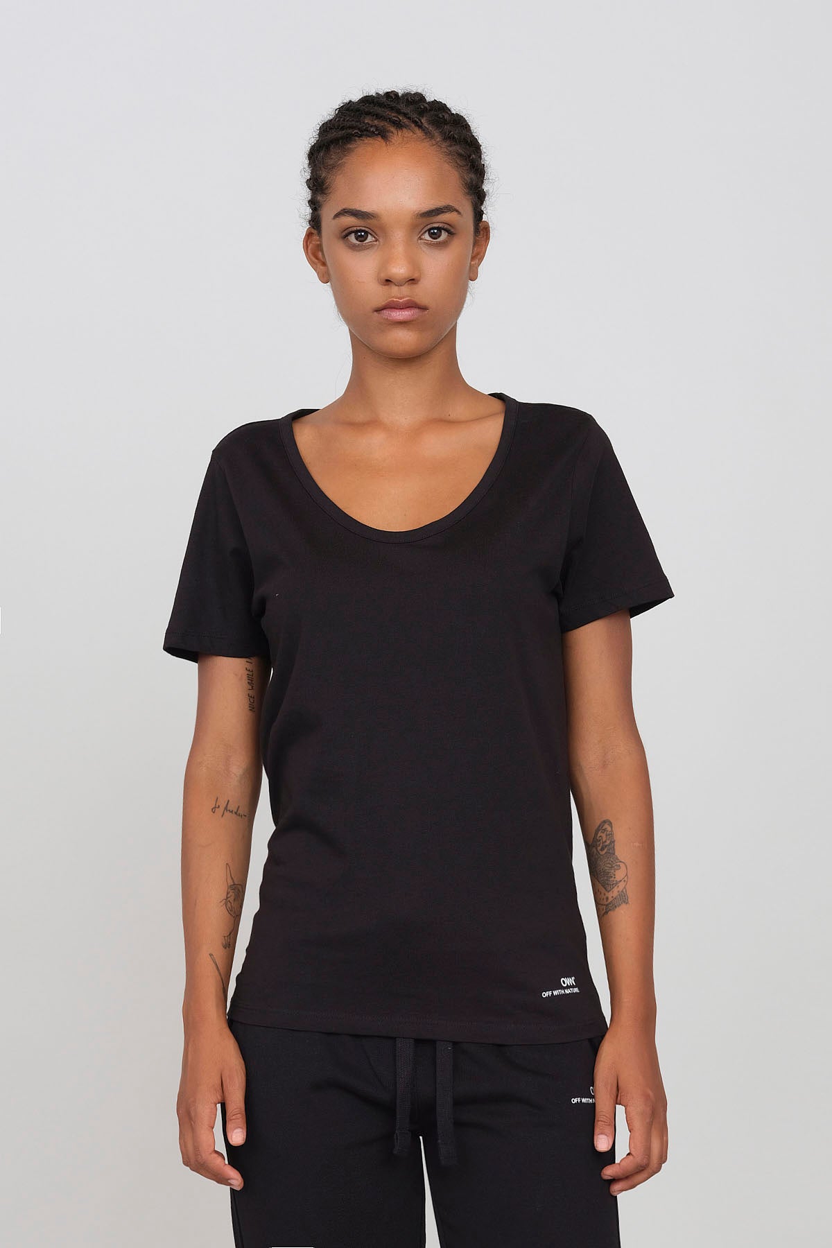 Jersey T-shirt with deep neckline