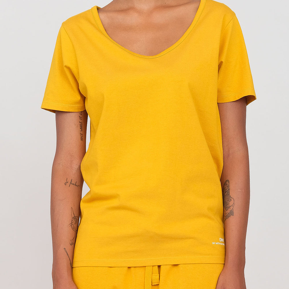 Jersey T-shirt with deep neckline